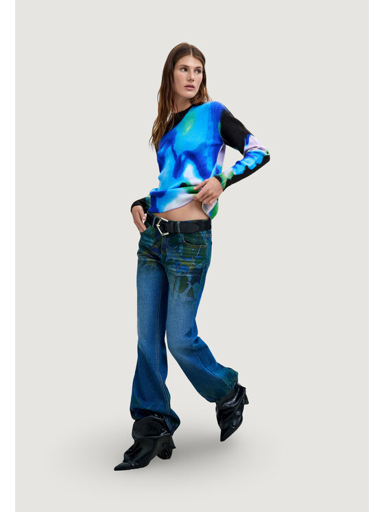 Desigual Desigual Πουλόβερ JERS_CLOUDS_LACROIX Μπλε Casual Fit