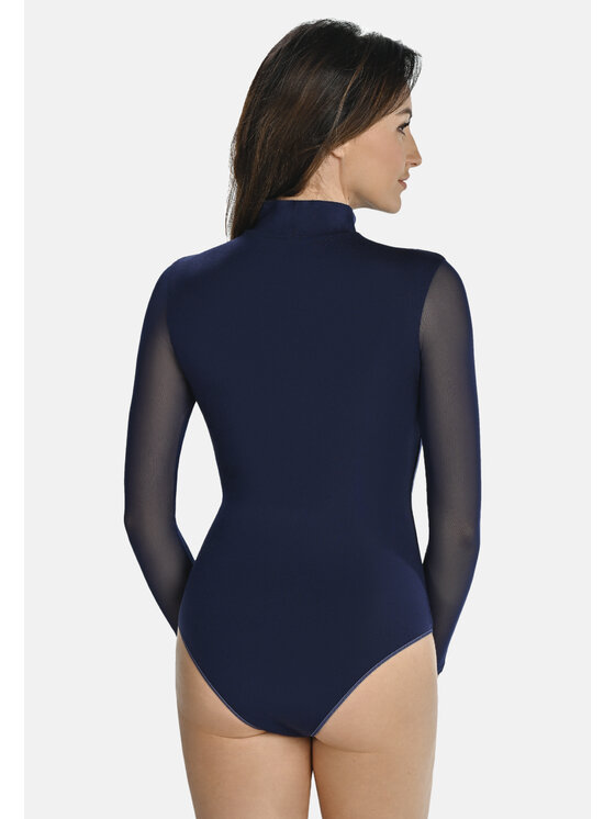 Teyli Teyli Body z półgolfem i transparentnymi rękawami Nelly Niebieski Regular Fit