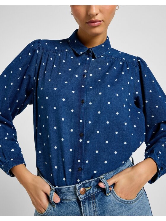 Lee Lee Koszula SHIRRED BLOUSE 112355126 Granatowy Regular Fit