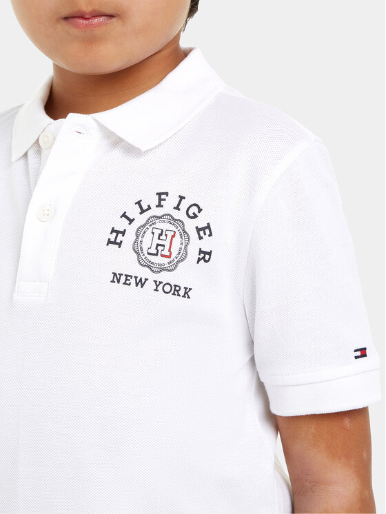Tommy Hilfiger Tommy Hilfiger Тениска с яка и копчета Monotype KB0KB08801 Бял Regular Fit