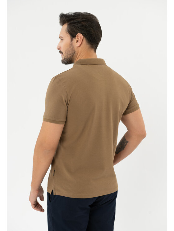 Volcano Volcano Polo O-MOLTI Beżowy Regular Fit