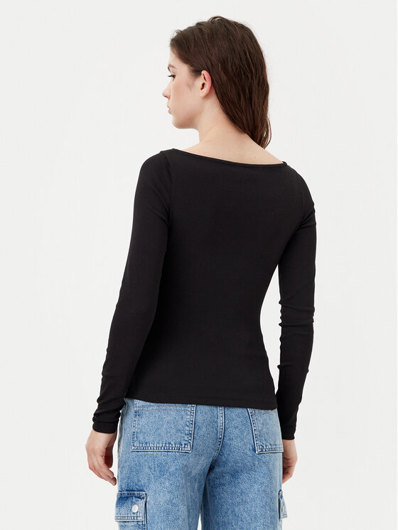 Tommy Jeans Tommy Jeans Bluse DW0DW21350 Schwarz Slim Fit