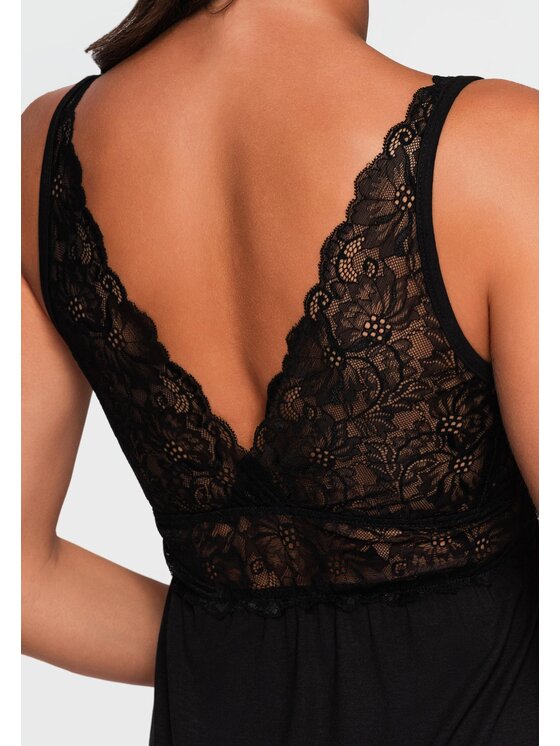 Ombre Ombre Koszula nocna LW-NWNG-0106 Czarny Regular Fit