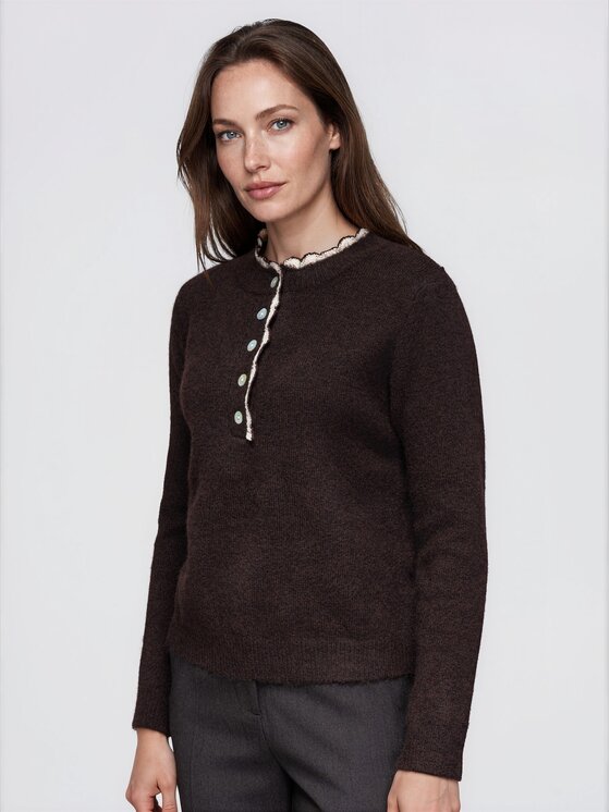 Ombre Ombre Sweter OW-SW-E0042 Brązowy Regular Fit