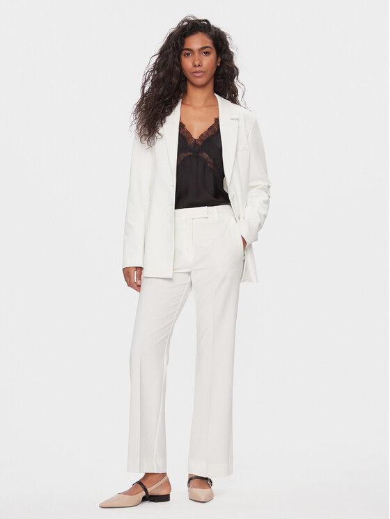 Marella Marella Bavlnené nohavice Child 2413131061200 Écru Regular Fit