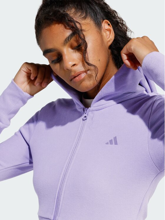 adidas adidas Bluza French Terry Fioletowy Slim Fit