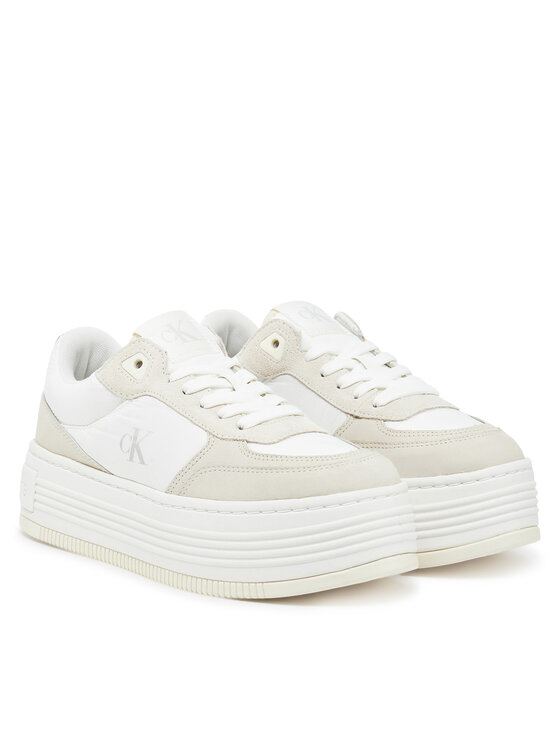 Calvin Klein Jeans Calvin Klein Jeans Sneakersy Bold Flatf Low Lace Mix YW0YW01742 Biały