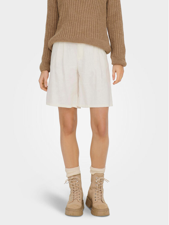 ONLY ONLY Bermudy Caro 15278792 Bílá Loose Fit