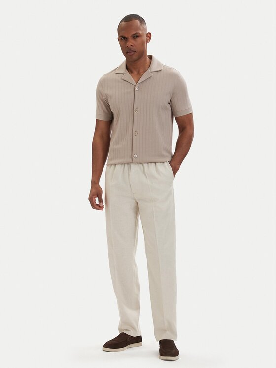 Calvin Klein Calvin Klein Medžiaginės kelnės LV04LF619G Šviesiai smėlinė Straight Fit