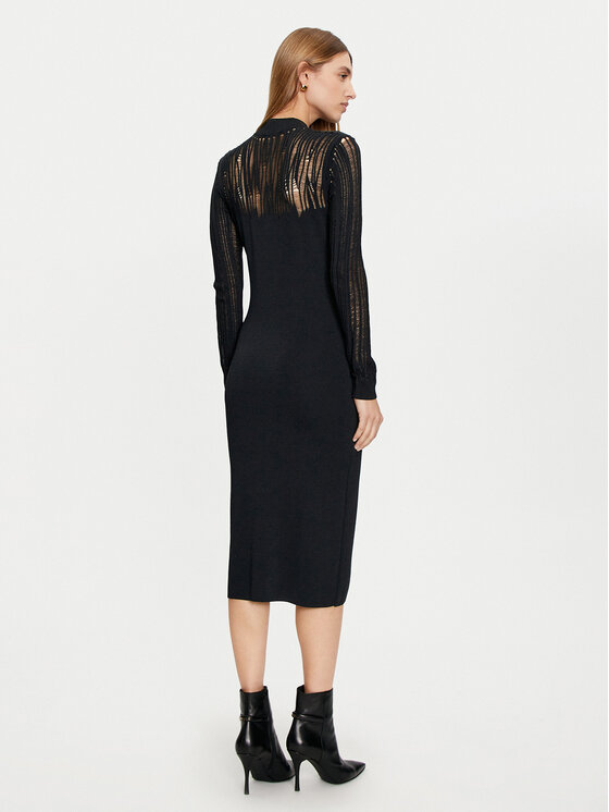 Sisley Sisley Strickkleid 1MNPMV00S Schwarz Slim Fit
