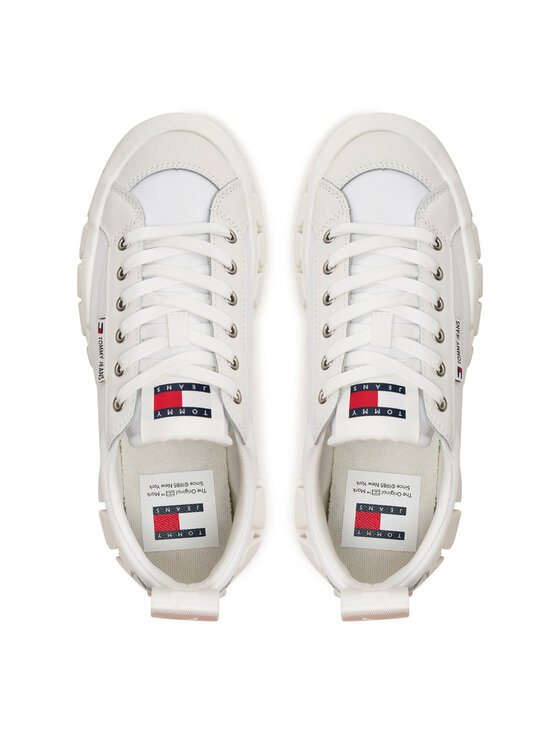 Tommy Jeans Tommy Jeans Sneakersy Tjw Vulc Flatform Lc Mix Media EN0EN02569 Écru