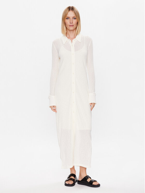 Calvin Klein Rochie tip cămașă K20K205573 Écru Slim Fit Calvin imagine noua