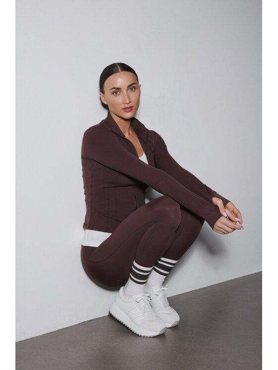Estro Estro Souprava mikina a legíny ER00119508 Tmavě hnědá Slim Fit
