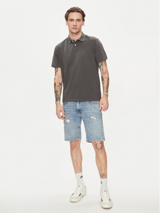 Pepe Jeans Pepe Jeans Тениска с яка и копчета New Oliver Gd PM542099 Сив Regular Fit
