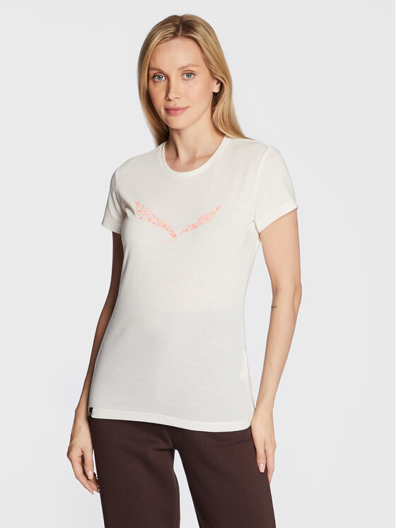 Salewa Salewa Тениска от техническо трико Solid Dry 27019 Бял Regular Fit