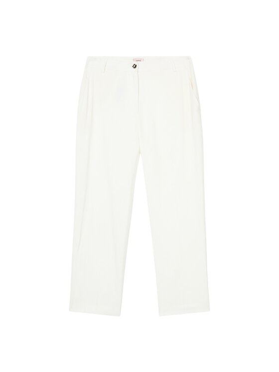 Oltre Oltre Spodnie materiałowe P027R308632N011 Biały Regular Fit