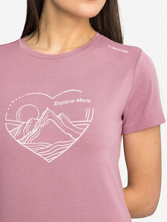 Viking Viking T-Shirt Lenta Bamboo Light Lady Różowy Regular Fit
