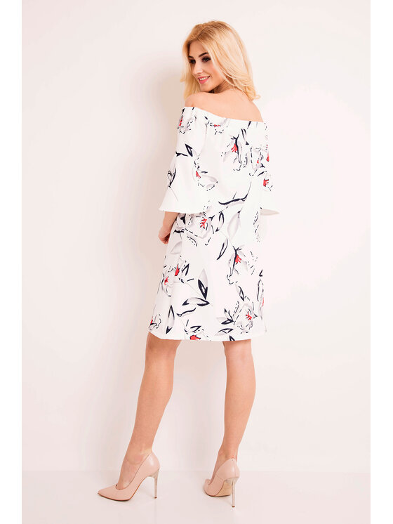 Awama Awama Sukienka letnia L036 Écru Basic Fit
