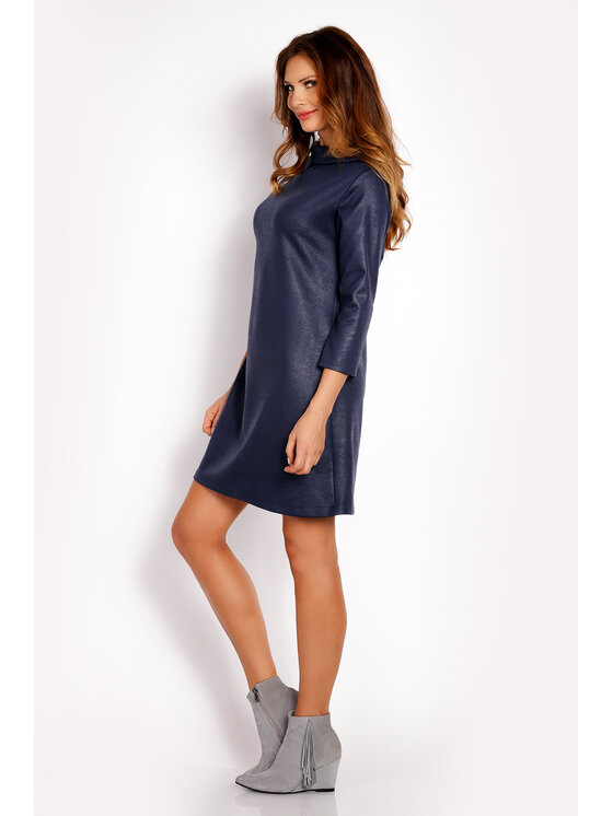 Awama Awama Sukienka codzienna L006 Granatowy Basic Fit
