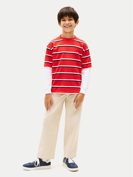 Tommy Hilfiger Tommy Hilfiger Tričko Essential Flag KB0KB09646 Červená Regular Fit
