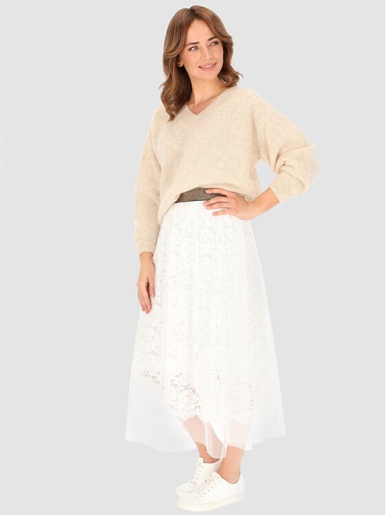 Perso Perso Midi sukně JPE230069F Bílá Regular Fit