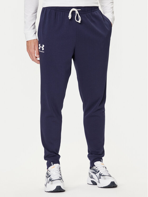 Under Armour Spodnie dresowe Ua Rival Terry Jogger 1380843-410 Granatowy Fitted Fit