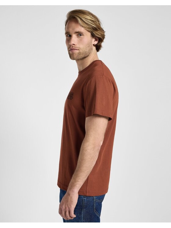 Lee Lee T-Shirt Relaxed Logo Tee Brązowy Relaxed Fit