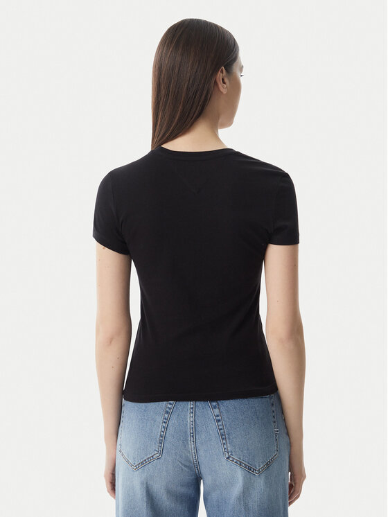 Tommy Jeans Tommy Jeans Marškinėliai Ess Logo DW0DW23479 Juoda Slim Fit