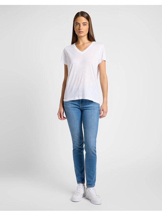 Lee Lee T-Shirt V NECK TEE Biały Regular Fit
