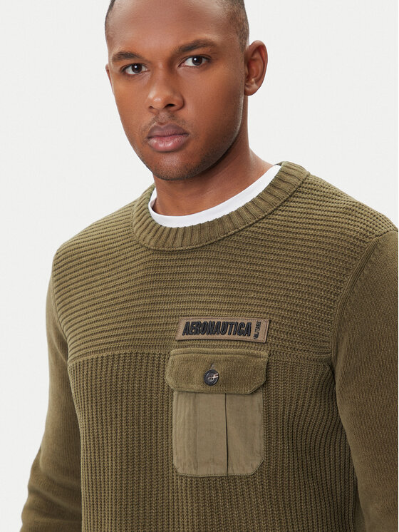 Aeronautica Militare Aeronautica Militare Džemper 252MA1573UL00539 Zelena Regular Fit