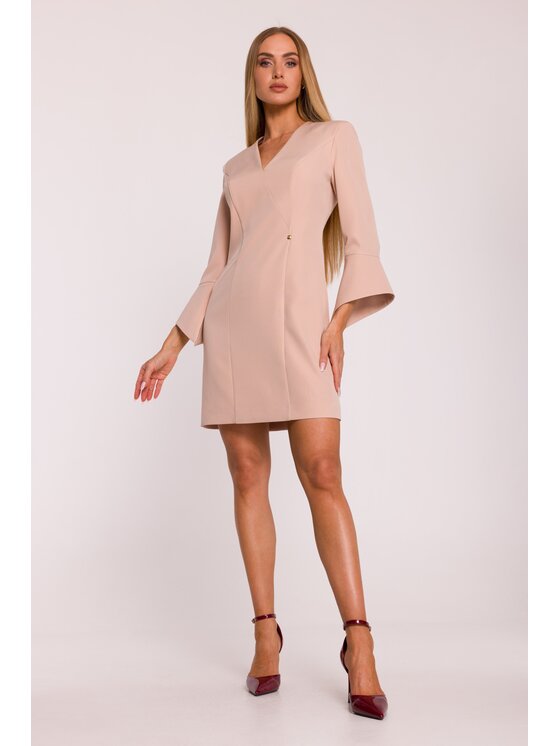 Made of Emotion Made of Emotion Sukienka wieczorowa M876 Beżowy Modern Fit