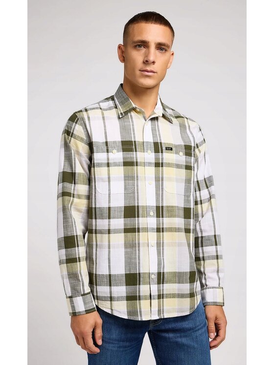 Lee Lee Koszula WORKER SHIRT 2.5 Zielony Relaxed Fit