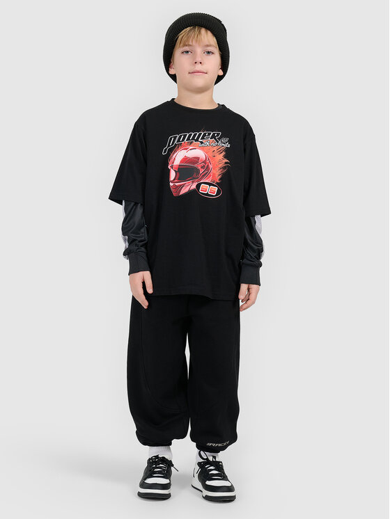 4F 4F Spodnie dresowe ESPORTS RACING Czarny Loose Fit