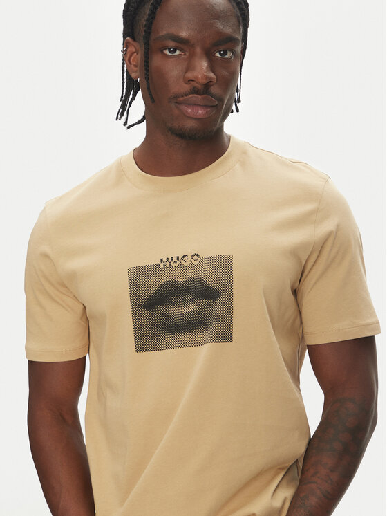 HUGO HUGO T-Shirt Deterni 50544496 Beżowy Regular Fit