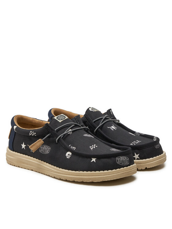 Hey Dude Hey Dude Półbuty Wally Stars N Skulls Print 41284-001 Czarny