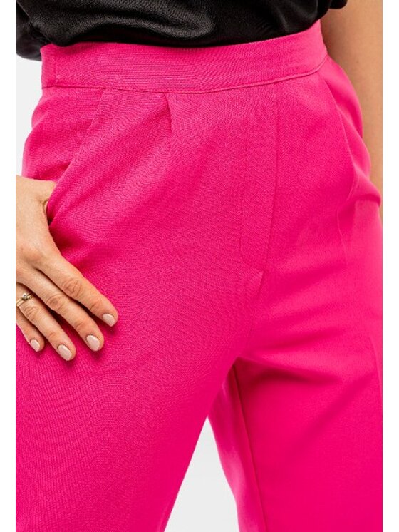 Perso Perso Kalhoty z materiálu cygaretki z kieszeniami Růžová Slim Fit