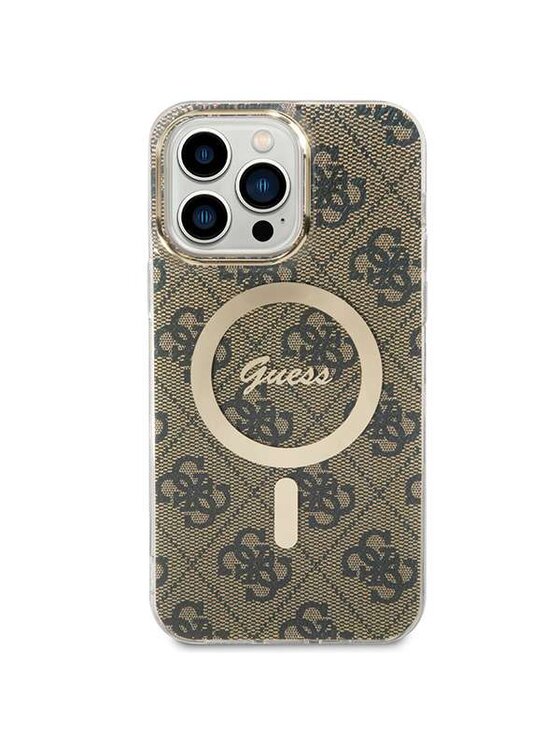 Guess Guess Etui na telefon IML 4G MagSafe Brązowy