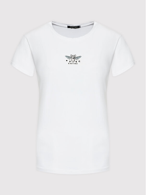 Kaotiko Kaotiko T-Shirt Just Breathe AK002-01-M002 Biały Regular Fit