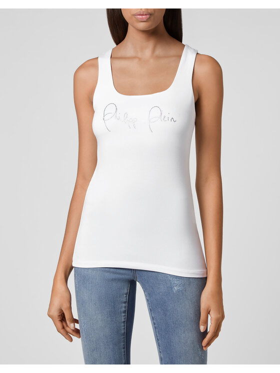 PHILIPP PLEIN PHILIPP PLEIN Tank top 4635 Bílá Skin Tight Fit