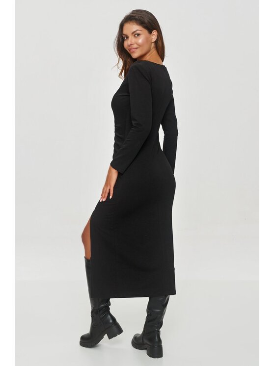 Makadamia Makadamia Sukienka codzienna M846 Czarny Shaped Fit