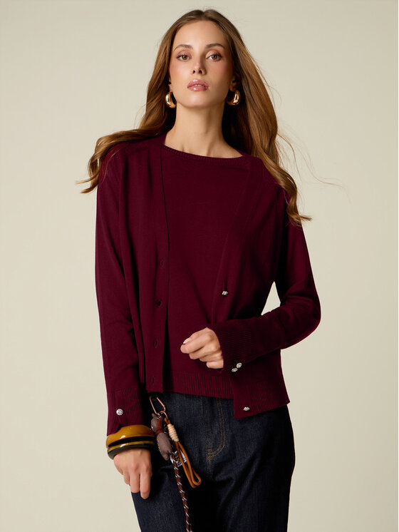 Oltre Oltre Sweter M310J005564N016 Bordowy Regular Fit