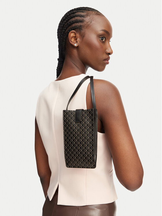 Calvin Klein Torebka na telefon Emblem Aop Phone Crossbody LV04F1115G Czarny