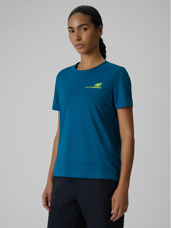 4F 4F Koszulka rowerowa GET LOST FEEL FOUND Turkusowy Regular Fit