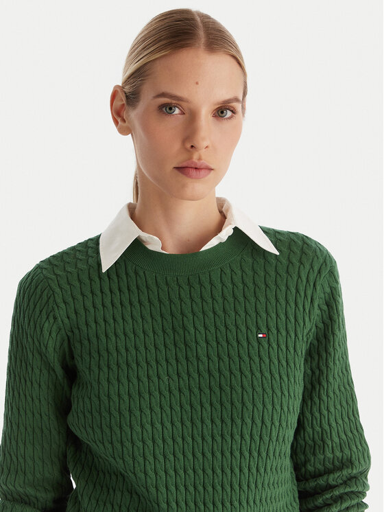 Tommy Hilfiger Tommy Hilfiger Džemperis Fine WW0WW44993 Zaļš Regular Fit