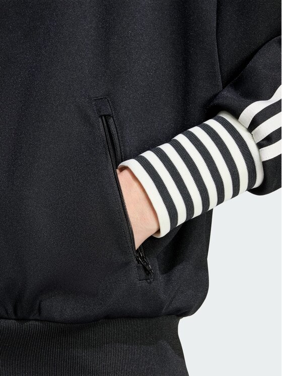 adidas adidas Bluza VINTAGE BB TT STRIPED RIB Czarny Regular Fit