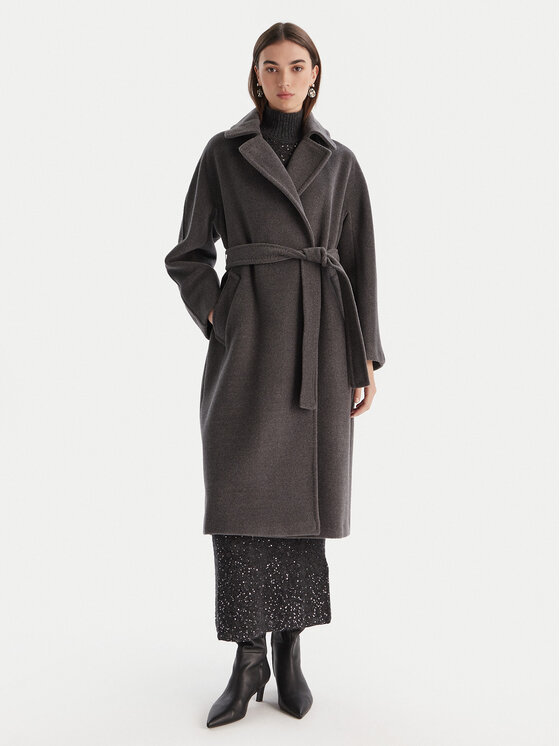 Marella Marella Vlněný kabát English 2523016142 Šedá Regular Fit