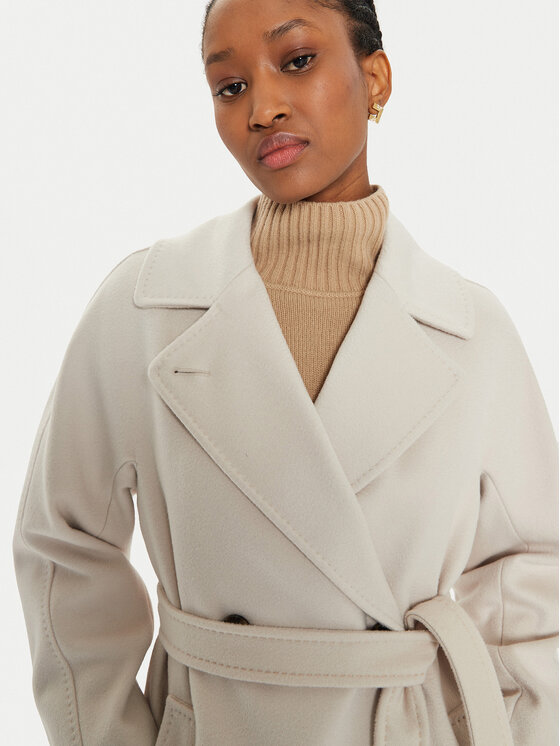 Weekend Max Mara Weekend Max Mara Wollmantel Resina 2425016092 Écru Regular Fit