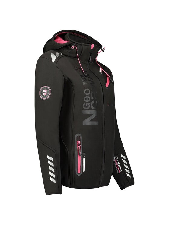 Geographical Norway Kurtka softshell, rozmiar XXL Czarna, WU8182F/GNO-BLACK / FLUO PINK