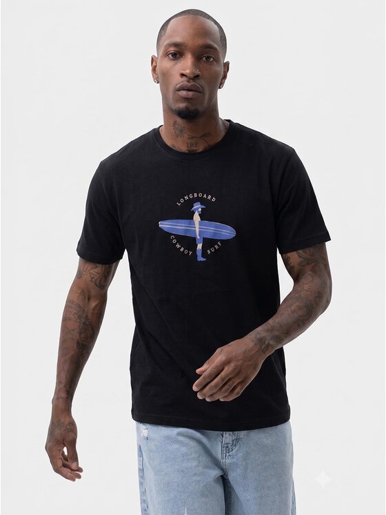 MyStars MyStars T-Shirt Longboard 132430 Czarny Regular Fit