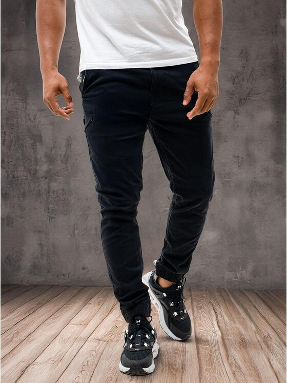 MyStars MyStars Spodnie materiałowe joggery Klasyczne 6 kieszeni 36 Czarny Regular Fit